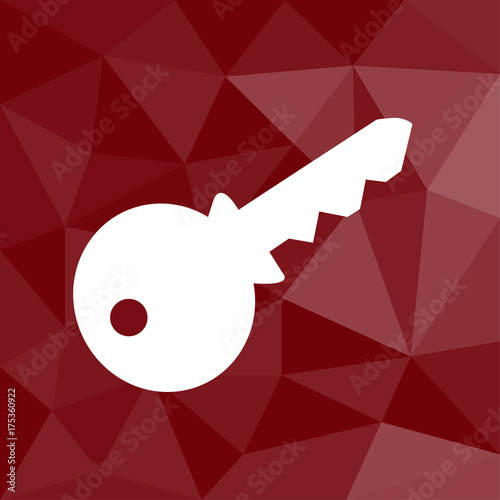 Schlüssel - Icon mit geometrischem Hintergrund rot