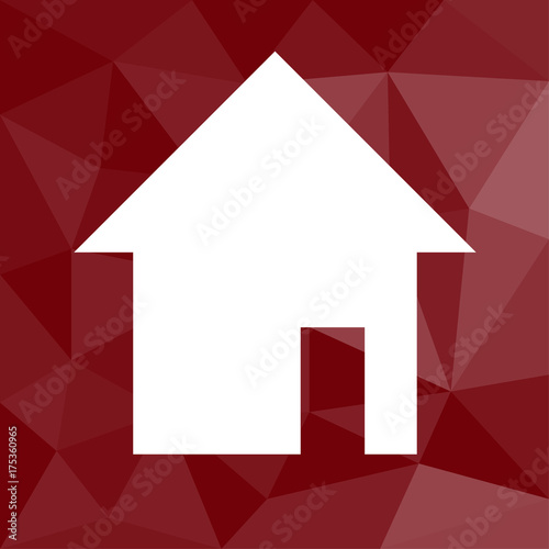Hütte - Icon mit geometrischem Hintergrund rot
