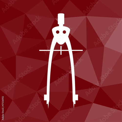 Zirkel - Icon mit geometrischem Hintergrund rot