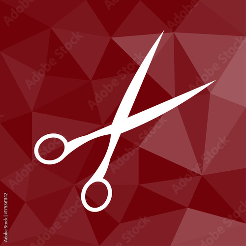 Schere - Icon mit geometrischem Hintergrund rot