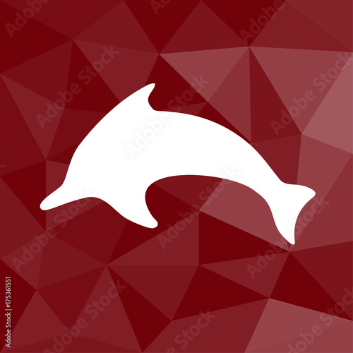 Delfin - Icon mit geometrischem Hintergrund rot