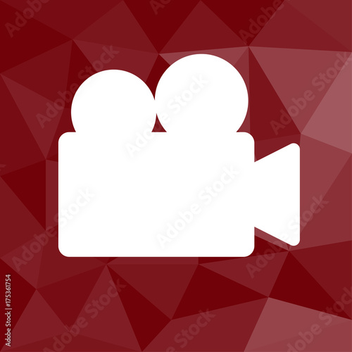 Digitalkamera - Icon mit geometrischem Hintergrund rot