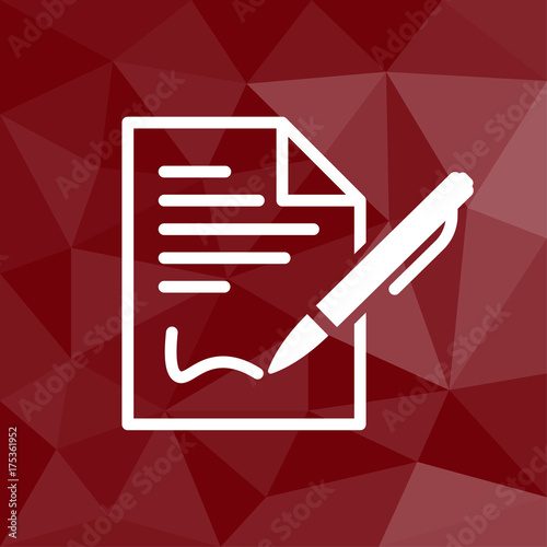 Vertragsabschluss - Icon mit geometrischem Hintergrund rot