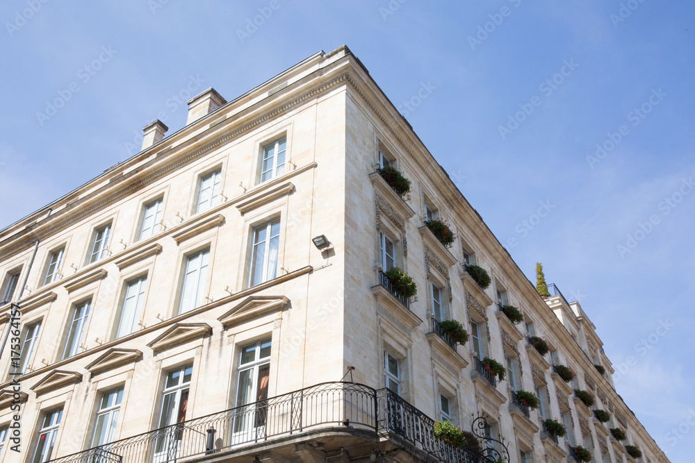 Traditional French Architecture building in downtown Paris, France