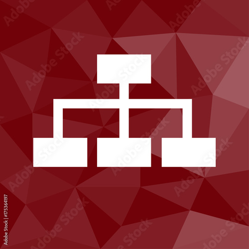 Stammbaum - Ablaufplan - Icon mit geometrischem Hintergrund rot