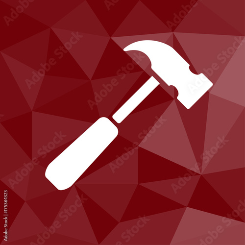 Hammer - Reparatur - Icon mit geometrischem Hintergrund rot