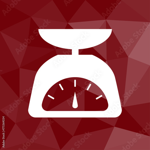Küchenwaage - Icon mit geometrischem Hintergrund rot
