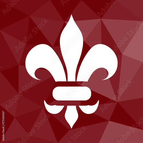 Florales Ornament - Icon mit geometrischem Hintergrund rot