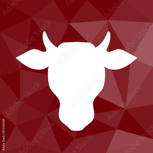  Kuhkopf- Icon mit geometrischem Hintergrund rot