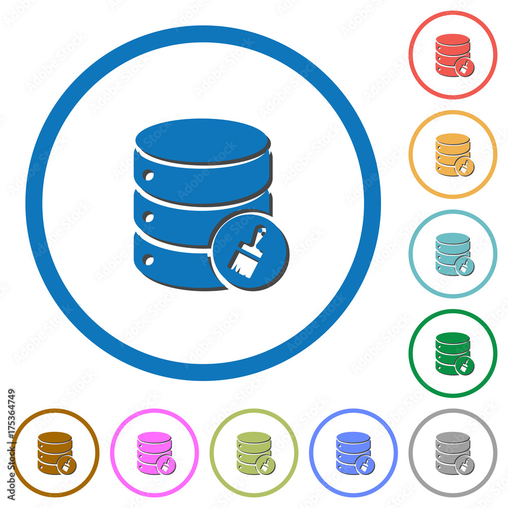 Database paste data icons with shadows and outlines Database paste data icons with shadows and outlines