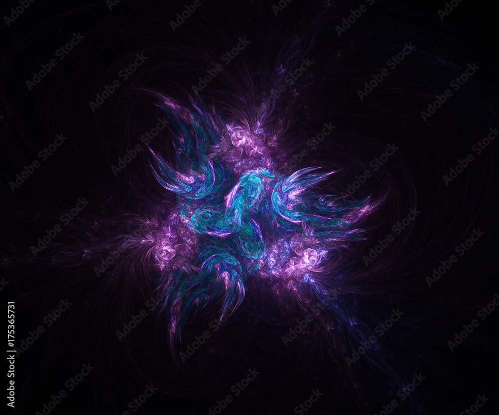 Abstract glowing background. Fantasy wings ornament