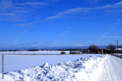 Winter scene in rural village in Sapporo