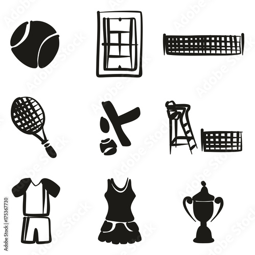 Tennis Icons Freehand Fill