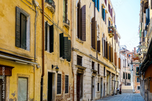 Traditional street view of old buildings in Venice  ITALY