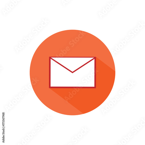 Message mail envelope round icon long shadow