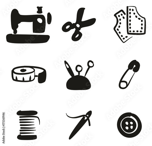 Tailor Shop Icons Freehand Fill
