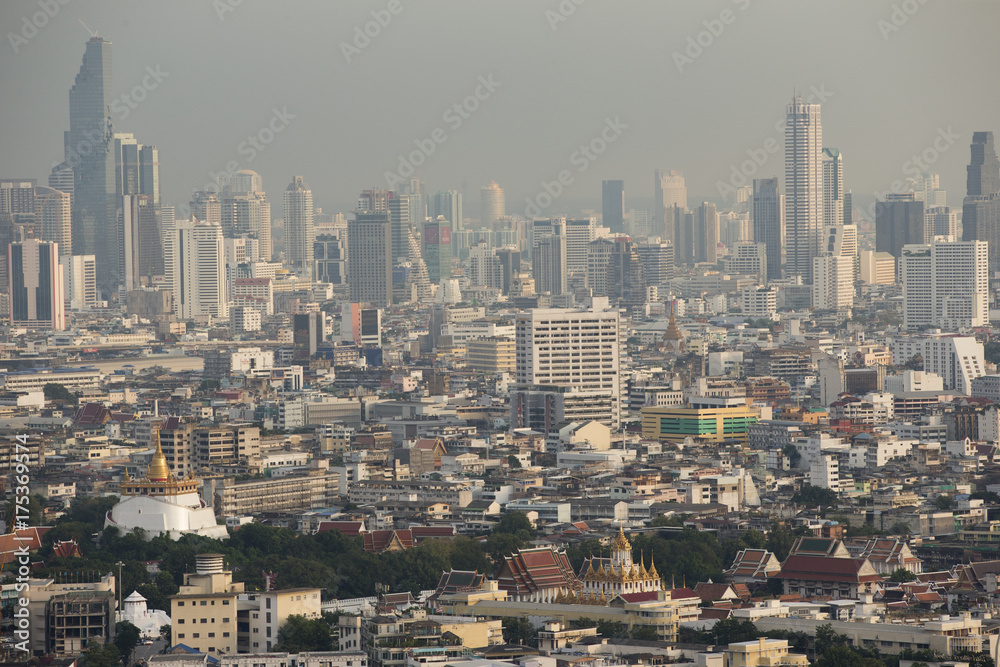 Aerial view of Bangkok city skyline
