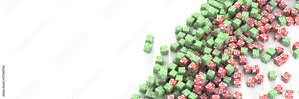 Yes and no infinite cubes, original 3d rendering, business and marketing concepts Yes and no infinite cubes, original 3d rendering, business and marketing concepts