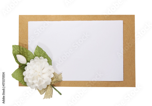 flower jasnine handmade with paper for mothers day. isolated on white background photo