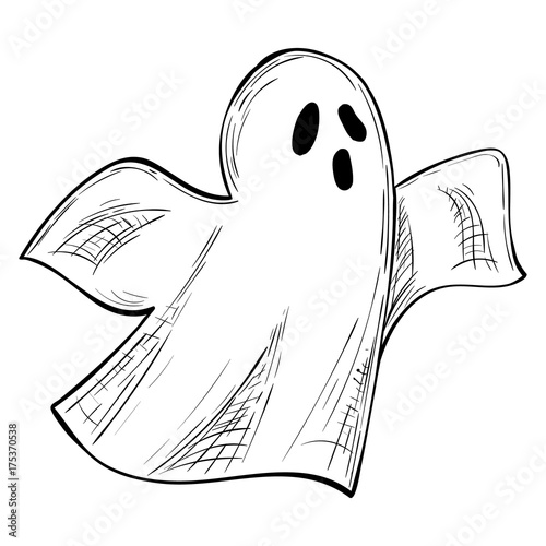 Halloween ghost, scary Halloween sketch illustration Vector