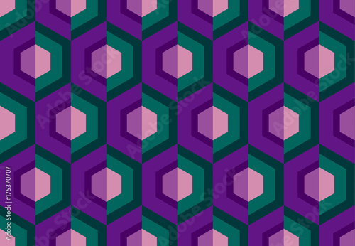 abstract seamless pattern for surface design, fabric, wrapping paper in retro disco style. concept geometry vector illustration with hexagon geometric shapes.