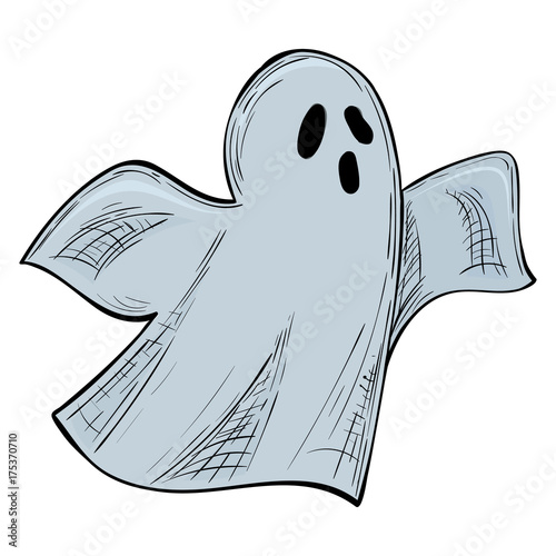 Ghost, colorful scary Halloween sketch illustration. Vector