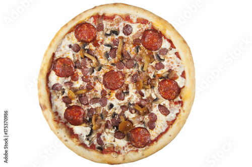 Pizza hunting on a white background