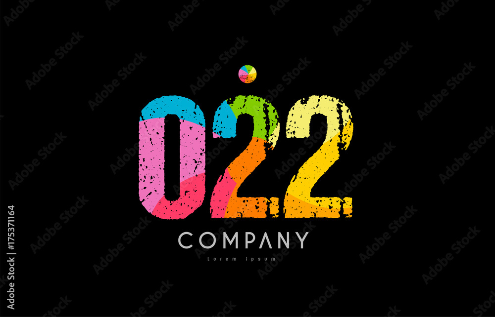 022 number grunge color rainbow numeral digit logo 022 number grunge color rainbow numeral digit logo