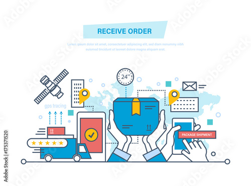 Delivery services. Shopping, receive order, gps tracking, shipment, technical support.