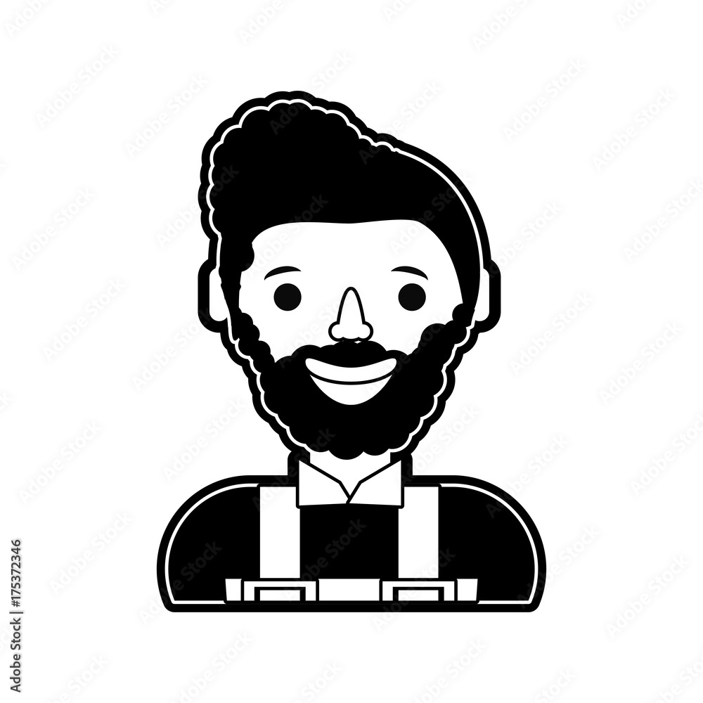 cartoon builder man icon