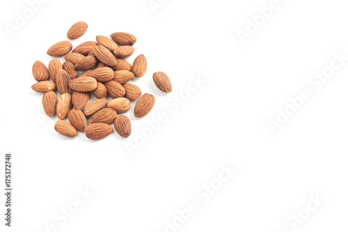 almond, group of almonds isolated on over white background