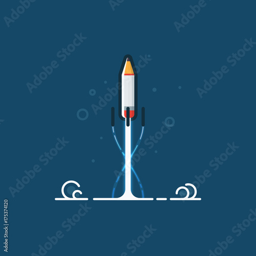 Fototapeta Naklejka Na Ścianę i Meble -  Art launch pencil rocket. Creative start concept.