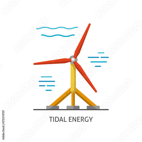 Water turbine icon in flat style.