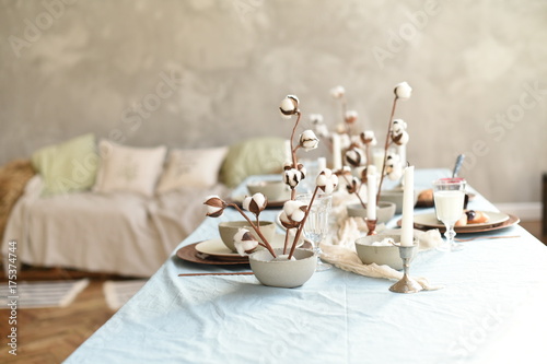 Wedding table setting in Scandinavian style