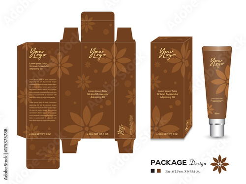 Cosmetic Packaging Template, Brown layout