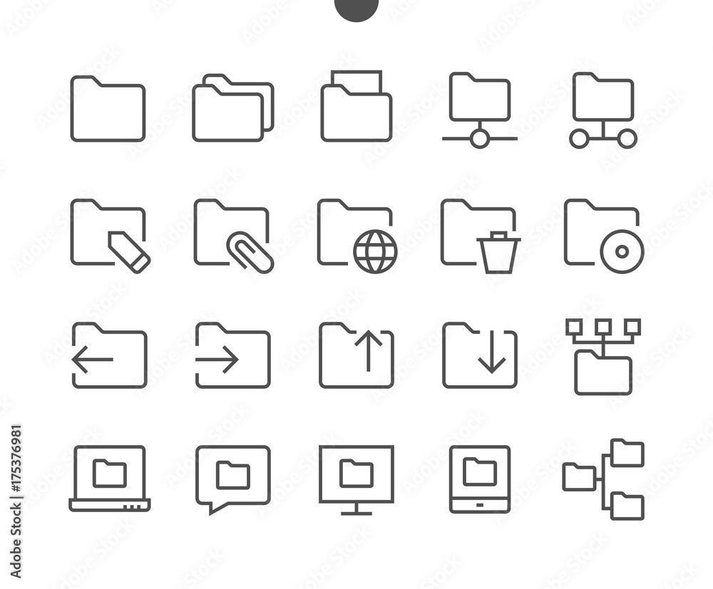 Folder UI Pixel Perfect Well-crafted Vector Thin Line Icons 48x48 Ready for 24x24 Grid for Web Graphics and Apps with Editable Stroke. Simple Minimal Pictogram Folder UI Pixel Perfect Well-crafted Vector Thin Line Icons 48x48 Ready for 24x24 Grid for Web Graphics and Apps with Editable Stroke. Simple Minimal Pictogram