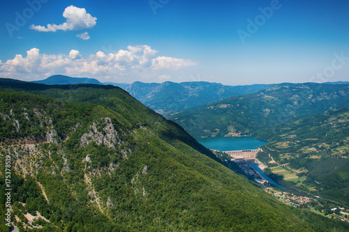 Dam Perucac on a Drina river. Hydroelectric 