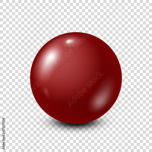 Dark red lottery, billiard,pool ball. Snooker. Transparent background. Vector illustration.