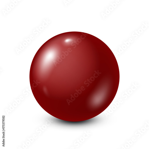 Dark red lottery, billiard,pool ball. Snooker. White background. Vector illustration.