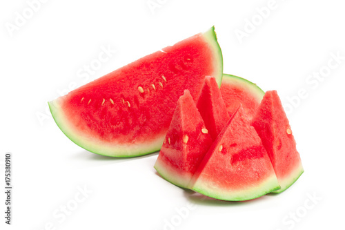 Slice of watermelon on white background