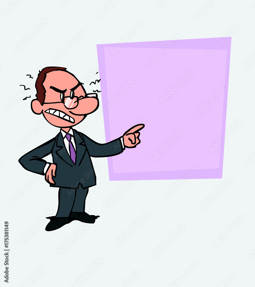 Angry White businessman with glasses is showing, as in a presentation, the data you want. Angry White businessman with glasses is showing, as in a presentation, the data you want.
