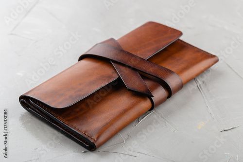 Stylish handmade brown leather wallet