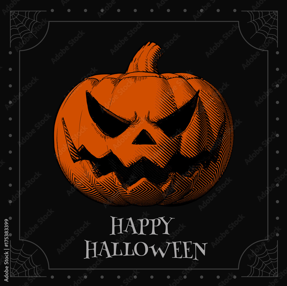 Orange jack pumpkin head on dark BG for halloween