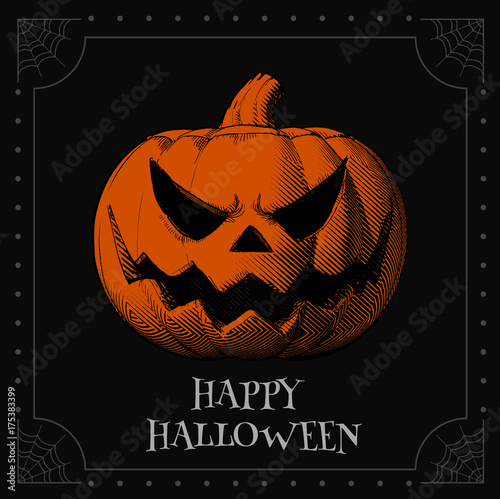Orange jack pumpkin head on dark BG for halloween