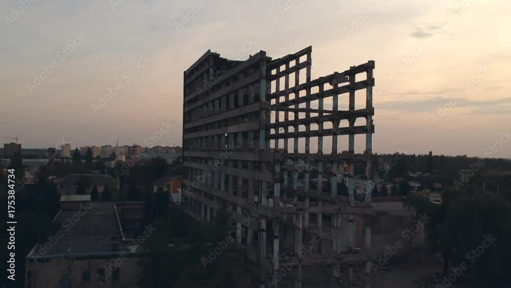 Aerial view on industrial city zone in Eastern Europe. Old style color grading. Aerial view on industrial city zone in Eastern Europe. Old style color grading.