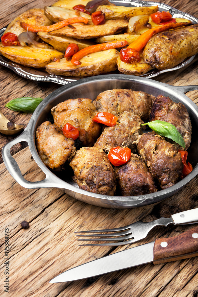 beef roulades in a metal bowl beef roulades in a metal bowl