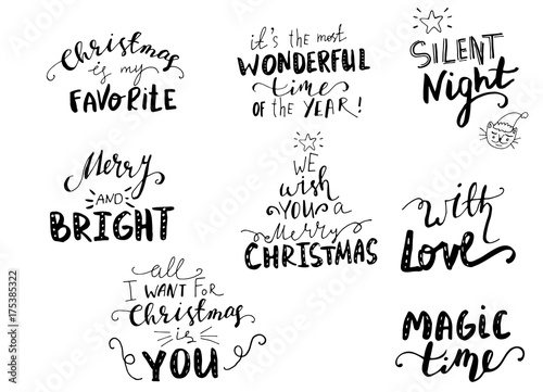 Set of Christmas lettering handwritten