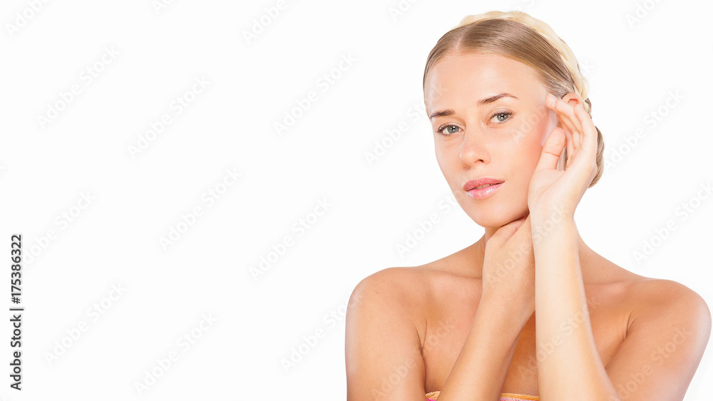 Beautiful girl blonde hair with an elegant hairstyle Beautiful girl blonde hair with an elegant hairstyle