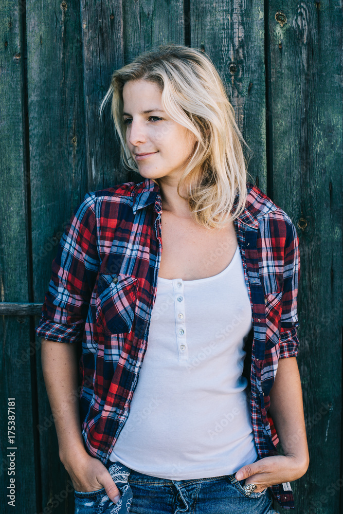 Casual woman standing outdoor