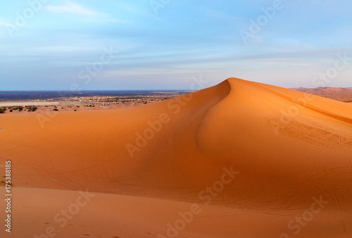 Erg Chebbi Sand dunes near Merzouga in the morning  Morocco